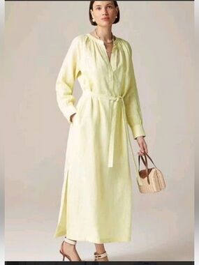 J. Crew Cabana dress in linen Pale Flax Color with Pockets
